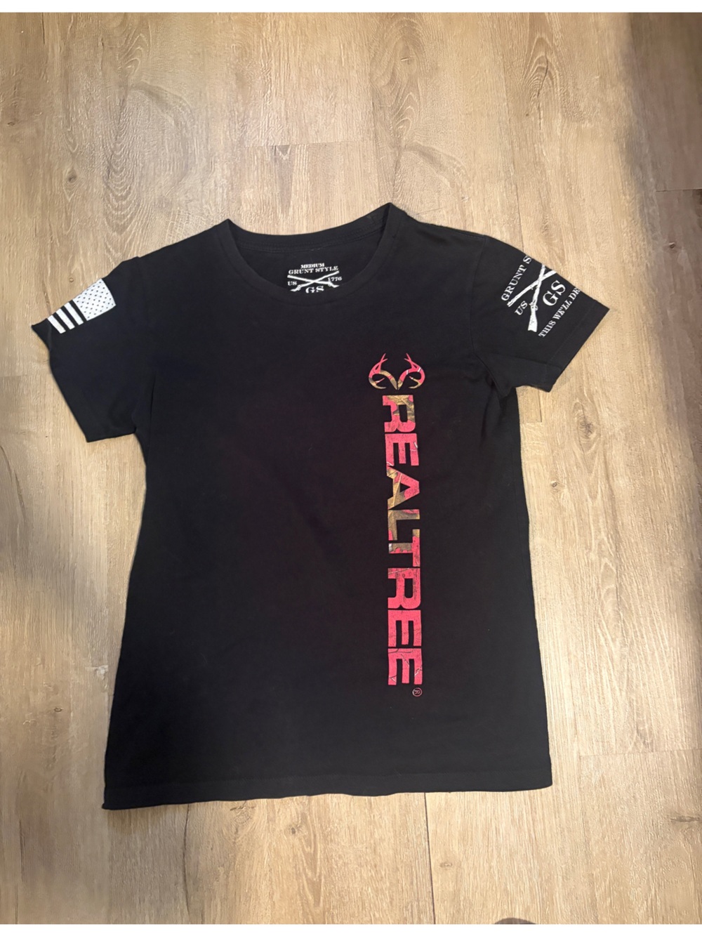 Realtree Black T‑Shirt with Pink Camo Logo